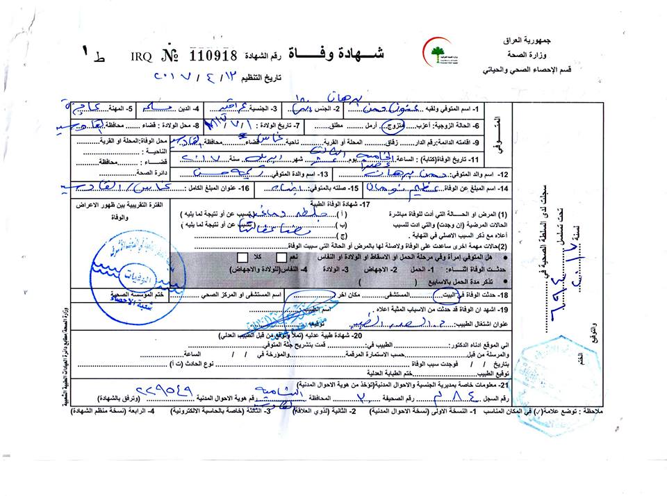 صحة النجف تكشف تاريخ وفاة المعمرة صاحبة الـ200 عام!