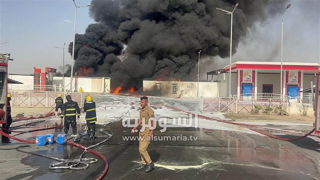 حريق كبير يلتهم إحدى محطات الوقود في كركوك (صور)