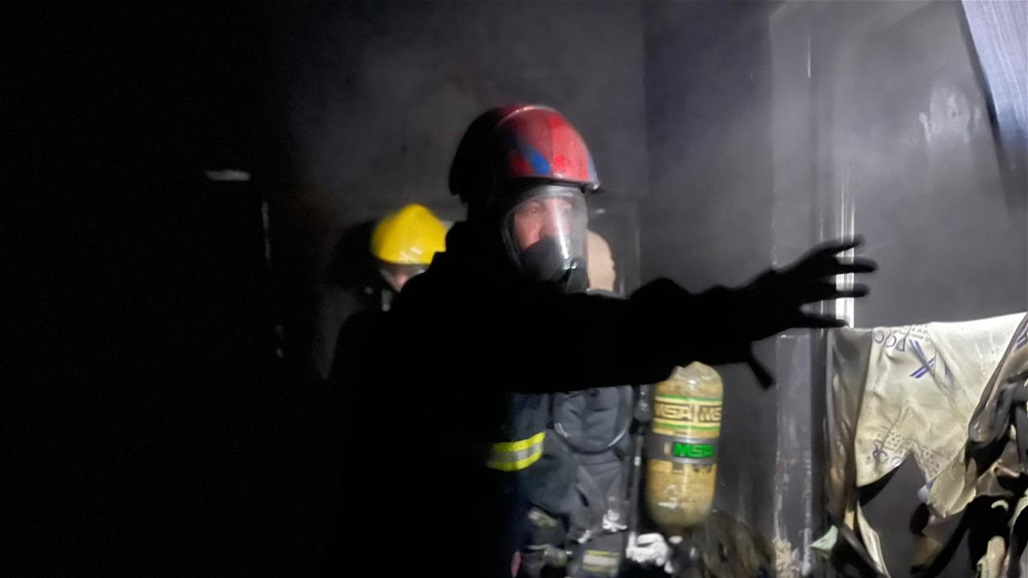 الدفاع المدني تخمد حريق مخزن الأدوات الاحتياطية في بغداد