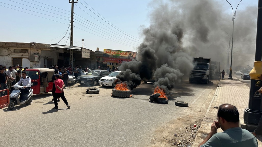 حرق إطارات وقطع شوارع المنطقة الصناعية بميسان احتجاجا على الكهرباء (صور)